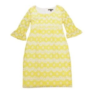 Vintage Chris McLaughlin Dress 18 Lace Sheath Stretch Ruffle Sleeve Boho